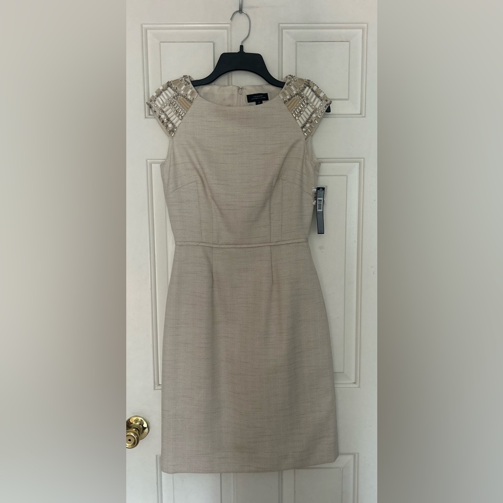 Elegant Cream Sleeveless Dress by Tahari. Size 2. NWT.